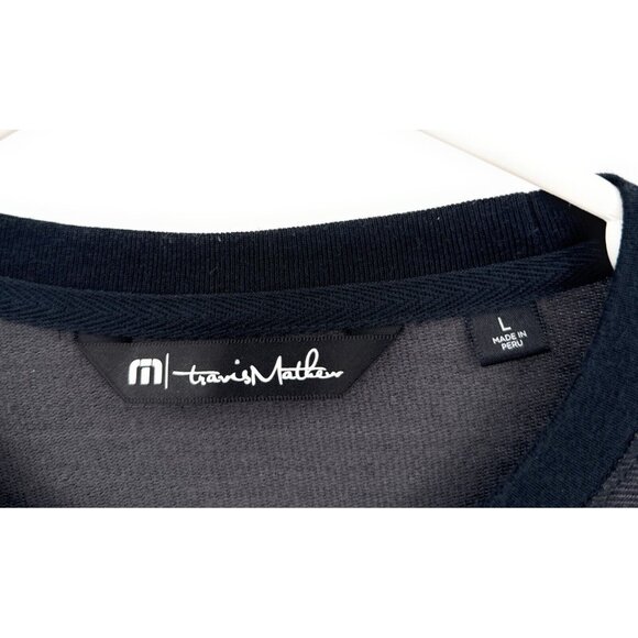 Travis Mathew Sweatshirt Mens Large Gray Black Pullover Crew Neck Long Sleeve - Picture 2 of 5